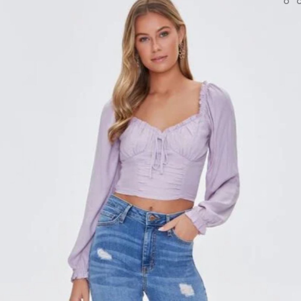 Ruffle Smock Crop Top, Lilac (XL) |*SEXY BOHO VIBE*